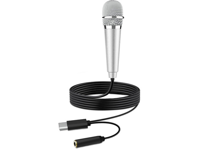 USB C Mini Karaoke Microphone for Android Phone, Laptop, Tablets Small ASMR Micr