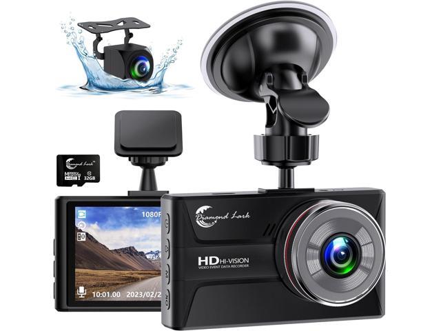 1080P Dash Cam Front and Rear with 32GB SD Card, Diamond Lark Dual Dash Camera for Cars, 3 IPS Display Dashcam with Type-C Port,WDR,G-Sensor,Loop...