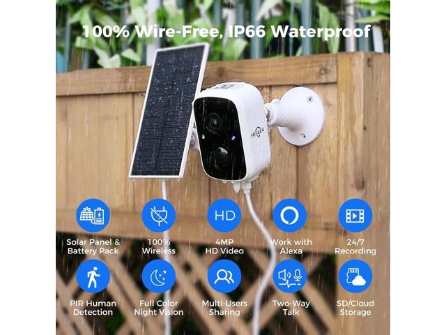 Hiseeu Solar Security Cameras Wireless Outdoor 2 Pack, Battery Powered 3K 4MP wifi Cameras for Home Surveillance, PIR/AI Motion Detection,...