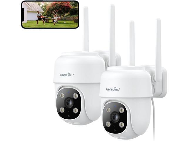 2K Security Cameras Outdoor-2.4G WiFi Cameras for Home Security Outside (Corded), Color Night Vision, 24/7 SD Card Storage (2Pack)