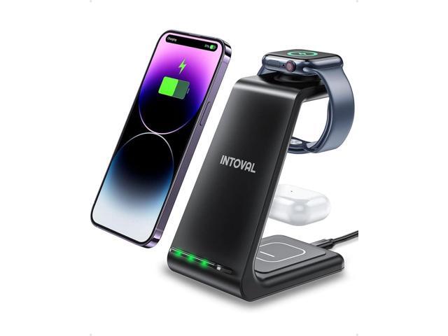 Intoval Wireless Charging Station, 3 in 1 Charger for Apple iPhone/iWatch/Airpods,iPhone16 15,14,13,12,11 (Pro,Pro Max)/XS/XR/XS,iWatch10...