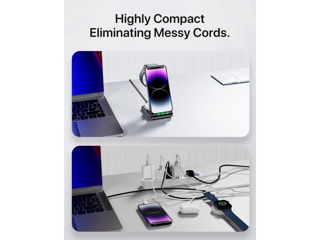 Intoval Wireless Charging Station, 3 in 1 Charger for Apple iPhone/iWatch/Airpods,iPhone16 15,14,13,12,11 (Pro,Pro Max)/XS/XR/XS,iWatch10...