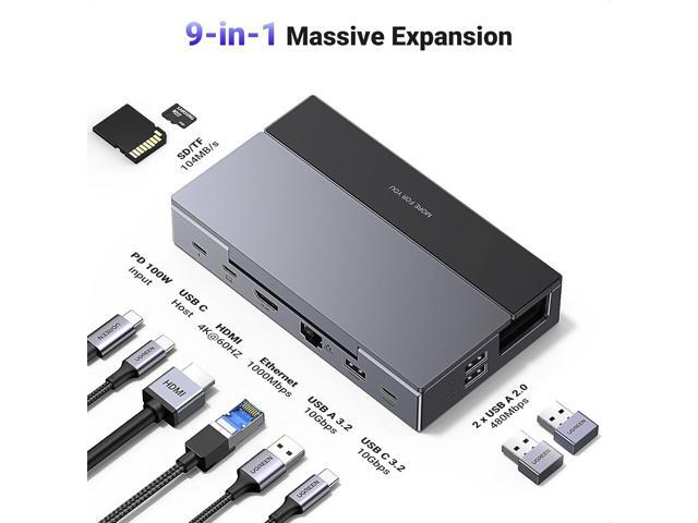 UGREEN Steam Deck Dock 9-in-1 USB C Docking Station with Foldable Stand, 4K@60Hz HDMI, Gigabit Ethernet, PD 100W, 10Gbps USB A & C 3.2, TF/SD...