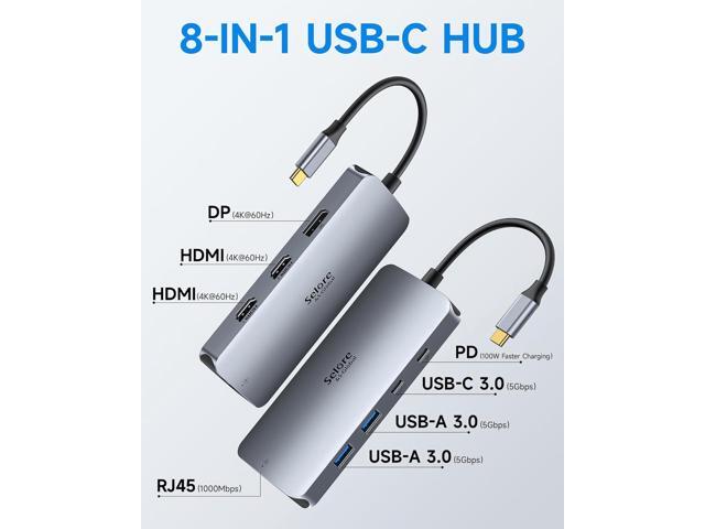 USB C Docking Station Dual Monitor, Selore Docking Station 3 Monitors Triple 4K Display with 2 HDMI, DisplayPort, 1 Gbps Ethernet, 100W PD...