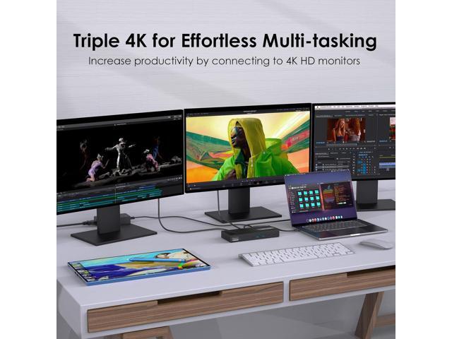 WAVLINK DisplayLink Docking Station Triple Monitor 4K@60Hz for 3 Monitors, 100W Charging for Thunderbolt 4/3, USB C M1 M2 M3 M4 Mac/Windows/Chrome...