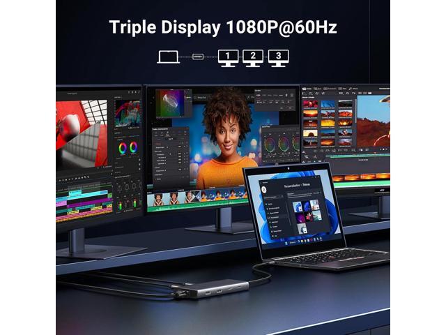 UGREEN 8 in 1 USB C 4K Docking Station - Dual Monitor, Triple Display with 2 HDMI, VGA, 2 USB A & C 3.2 Ports, 100W PD - Compatible for MacBook,,...