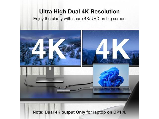 ABIWAZY USB C Docking Station Dual Monitor Adapter for Dell HP Laptop Docking Station 3 Monitors Quadruple Display USBC Hub Dongle to 4K...
