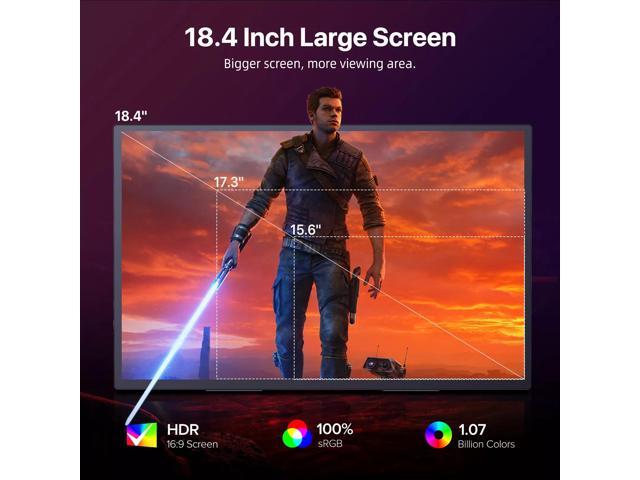 NEWSOUL Portable Monitor 18.4 Inch 4K 3840*2160 Laptop Monitor PC Screen Gaming