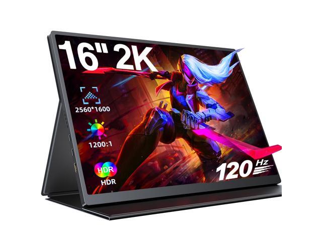 Newsoul 16' 2K QHD 120Hz Portable Gaming Monitor with HDR, FreeSync, VESA Mount, Smart Case, and Wide Compatibility for PC, Console, Phone