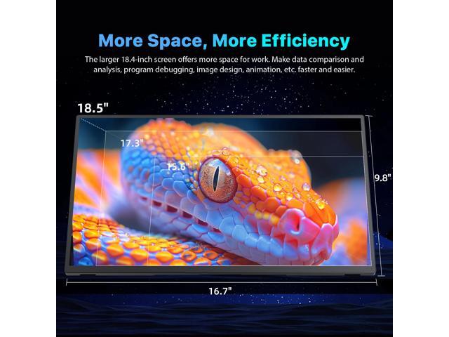 Newsoul 18.4 4K UHD Portable Monitor, 3840x2160 IPS with 100% sRGB, HDR, FreeSync, VESA & 180° Adjustable Stand - Ultra-Slim & Lightweight for Travel