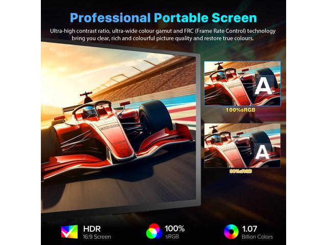 Newsoul 18.4 4K UHD Portable Monitor, 3840x2160 IPS with 100% sRGB, HDR, FreeSync, VESA & 180° Adjustable Stand - Ultra-Slim & Lightweight for Travel