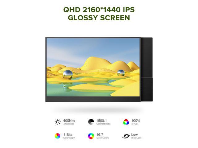 Newsoul 14' 2K Portable Monitor 2160*1440 HDMI USB C Display FHD 1500:1 Screen For Laptop PC and Game Xbox PS