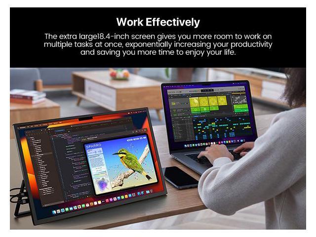 Newsoul Portable Monitor 18.4' 4K 60Hz 10-Bit HDR IPS Gaming Monitor with VESA, 180° Adjustable Stand, Ultra-Slim & Lightweight Frameless Design,...