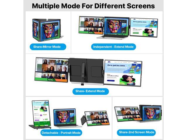 Newsoul 2K 14' 360° Swivel Hinge Laptop Screen Extender, QHD IPS Portable Dual Monitor for 13.3'-17.3' Laptops - Plug & Play with Mac, Win, Android