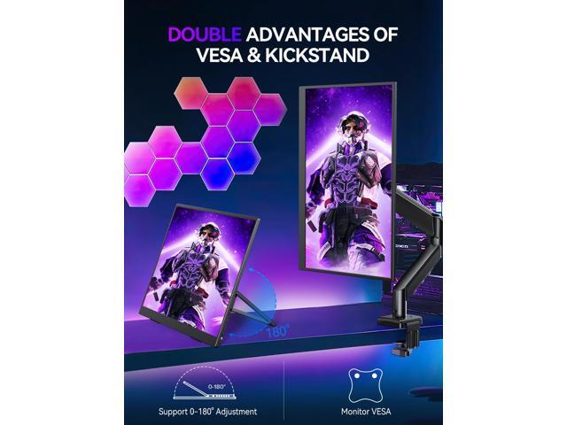 Newsoul 18' 2K 144Hz 100% DCI-P3 500Nits Portable Gaming Monitor with VESA, Stand, FreeSync & HDR - Ultra-Slim & Lightweight Frameless Display