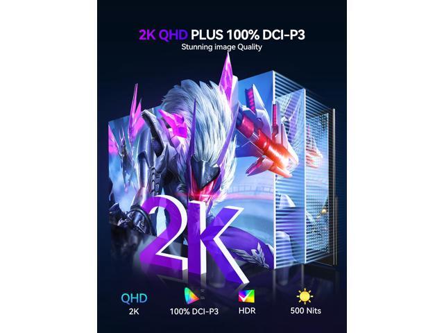 Newsoul 18' 2K 144Hz 100% DCI-P3 500Nits Portable Gaming Monitor with VESA, Stand, FreeSync & HDR - Ultra-Slim & Lightweight Frameless Display
