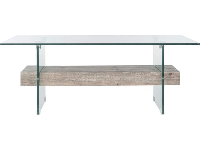 Safavieh Home Kayley Glass and Grey Oak Glass Coffee Table