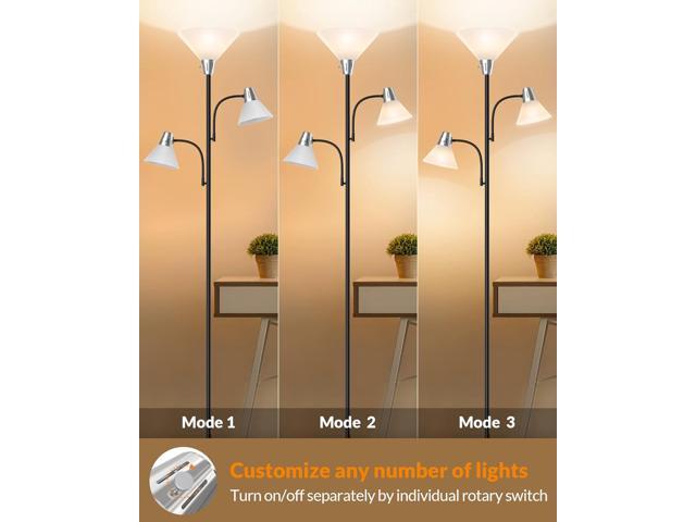 LEPOWER Floor Lamp, Standing Lamp with Replaceable 3000K Energy-Saving, Lamp for Living Room with Adjustable Reading Lights, Modern Bright Floor...