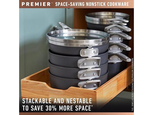 Calphalon Premier Space-Saving Nonstick Cookware Set, 8-Piece, Stackable, Hard-Anodized Aluminum