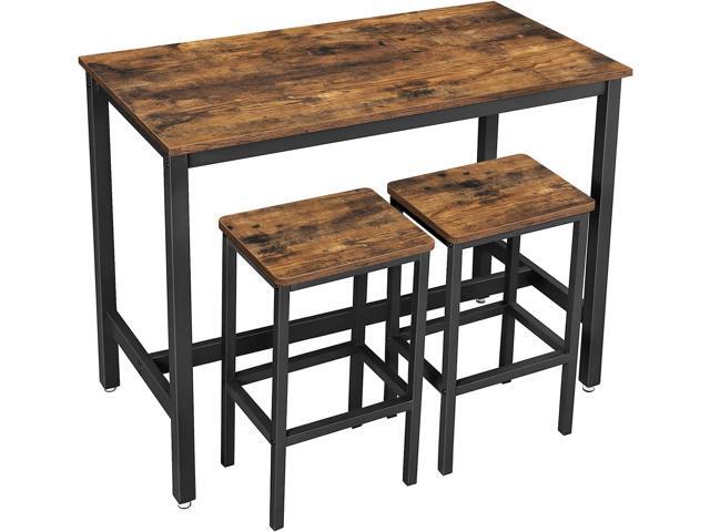VASAGLE Bar Table Set, with 2 Bar Stools, Dining table set, Kitchen Counter with Bar Chairs, Industrial, Living Room, Party Room, Rustic Brown and...