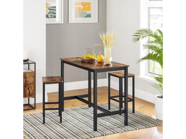 VASAGLE Bar Stools, Set of 2 Bar Chairs, Kitchen Breakfast Bar Stools with Footrest, Industrial in Living Room, Party Room, Rustic Brown and Black...