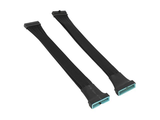 USB 3.0 Internal Header Extension Cable 2-Pack 6-Inch Low Profile 19/20 Pin Male to Female Adapter, Right Angle Slim Connector for Motherboard...