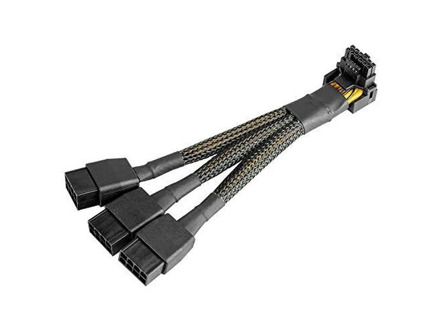 16Pin GPU Cable to 3X 8Pin Pcie - 16AWG PCIE 5.0 12VHPWR 600W 90 Degree Right Angle 16 Pin 12+4Pin Power Supply Adapter for RTX 4090 4080 3090TI...