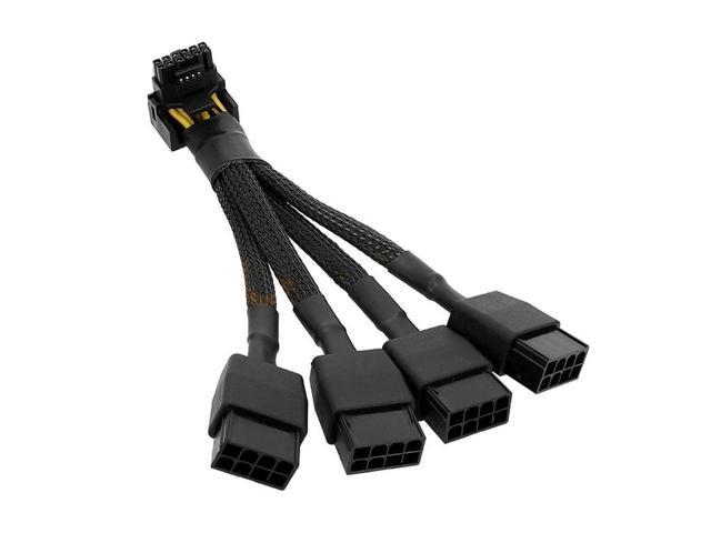 4x8 Pin to 12VHPWR 90Â° Angled Extension Cable 600W PCIe 5.1 16AWG, 12V-2x6 H++ Connector for RTX 5090/5080/4090/4080, 5.9in Short Sleeved Adapter...