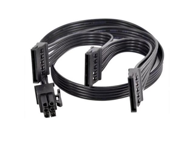 6 Pin to 3X SATA Power Adapter Cable for EVGA GQ Series 650GQ/750GQ/850GQ/1000GQ Semi-Modular PSU, PCIe 6 Pin Male to 3X 15 Pin SATA Female HDD.