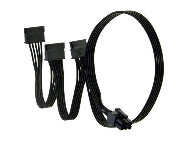 6 Pin to 3X SATA Power Adapter Cable for Thermaltake Modular PSU Compatible with Toughpower/Smart Series, PCIe 6 Pin Male to 3x 15 Pin SATA Female.