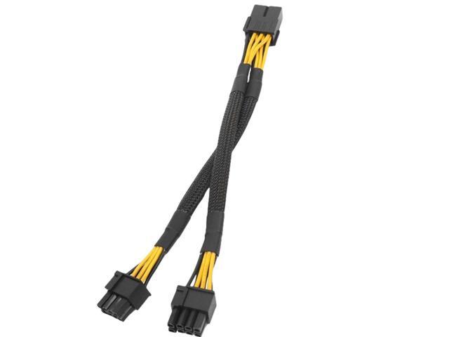 Dual 6 Pin Female to 8 Pin Male GPU Power Adapter Cable PCIe 6 Pin to 8 Pin Video Card Power Converter, 18AWG Braided Sleeved 9.5-inch (24cm) for...