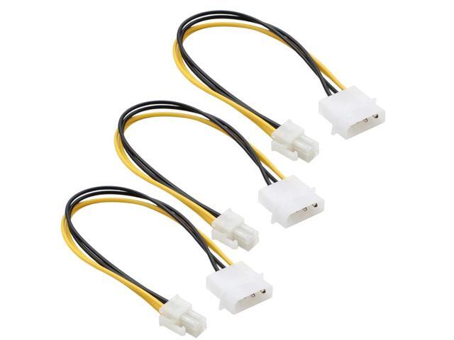 3-Pack LP4 Molex to ATX 4 Pin Power Adapter Cable 9.5-inch (24cm) 18AWG Auxiliary Motherboard CPU Power Connector, Converts Molex to 4-Pin ATX 12V...