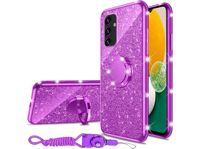 for Samsung A13 5G / Galaxy A04S Case Glitter Luxury Cute Soft TPU Silicone Cover for Girls Women with Ring Kickstand Bumper Shockproof Full Body...