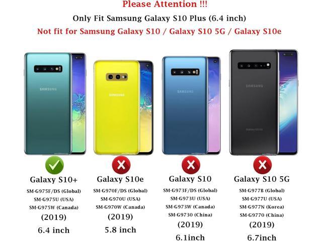 for Samsung Galaxy S10 Plus Case with Camera Lens Cover HD Screen Protector, Military-Grade Drop Tested Magnetic Ring Holder Kickstand Protective...