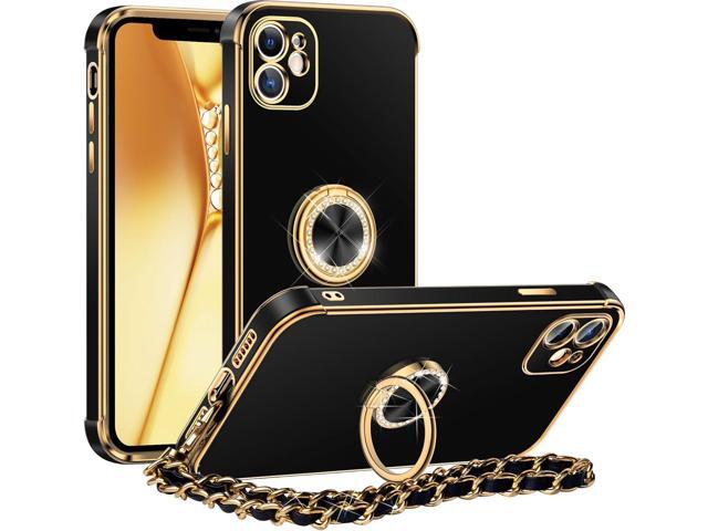 Miss Arts for iPhone 11 Case with Stand, Phone Case with Ring Holder Kickstand, Women Girls Cute Luxury Bling Wrist Strap Soft Protective Case for...