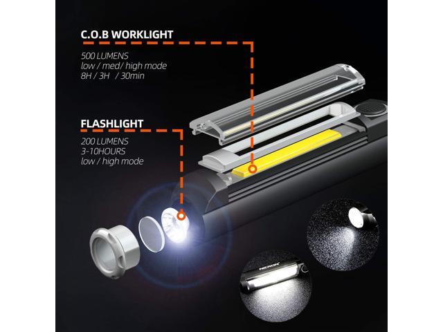 NICRON Worklight Flashlight Pocket COB Magnetic Base Work Light, 500 Lumens Inspection Pen Light 5 Modes LED Flood Beam WL15 Handheld Led...