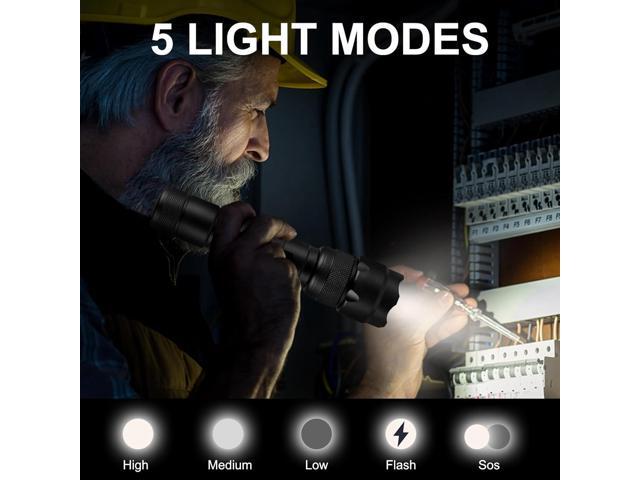 ULTRAFIRE WF-502B LED Tactical Flashlight, 5 Modes 1000 High Lumens Flashlight Torch with Duty Belt Flashlight Holster, UFB26, Bicycle Mount, USB...