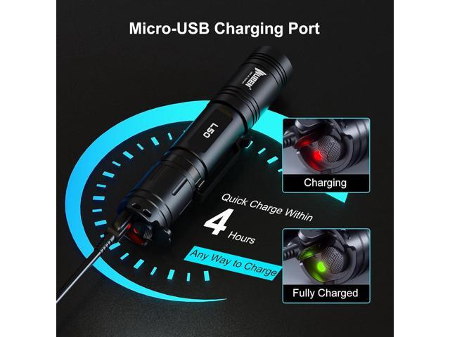 WUBEN L50 Rechargeable Flashlights, USB tactical flashlights 1200 high lumens, Super Bright IP68 Waterproof LED flashlights, EDC Pocket Flashlights...