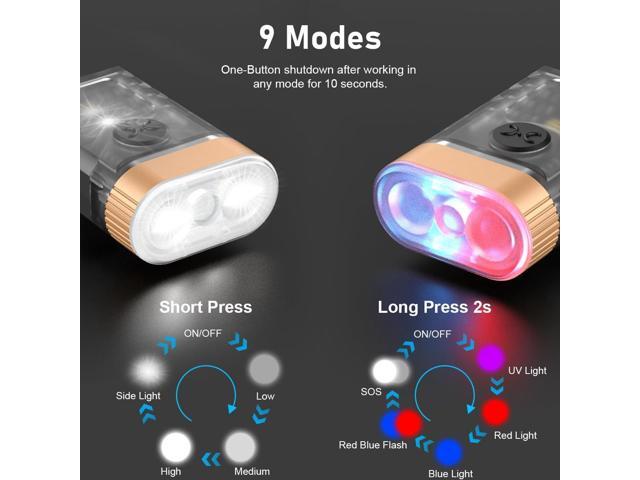 LED Small Powerful EDC Flashlight, 365nm UV Black Light, Mini Led Flashlight 1500 LM, USB C Rechargeable Mini Keychain Flash Light with Clip, Tail...