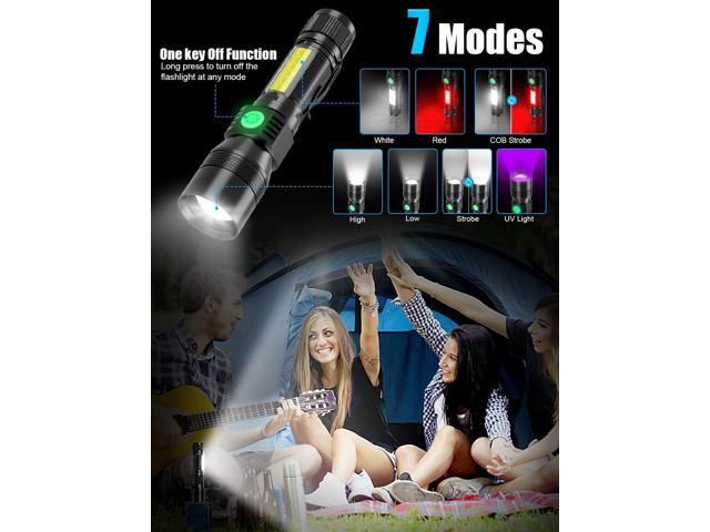 UV Rechargeable Flashlights Tactical,1000 High Lumens 3 in 1 LED Black Light Flashlight -Magnetic Base/Sidelight/Zoomable, Bright Pocket Flash...