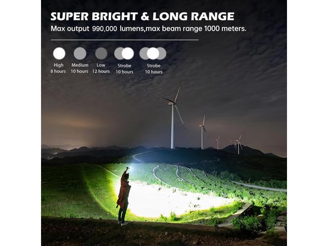 Rechargeable Flashlights 990,000 Lumens, Super Bright LED Flashlight High Lumens with USB Cable, 5 Modes Waterproof Flashlight Powerful Flash Light...