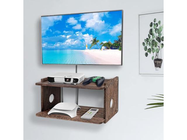 Floating Projector Shelf Rack Router Shelf Wall Mount Holder TV Stand WiFi Router Storage Box Modem Cable Box Cover Hider TV Shelf for Xbox...