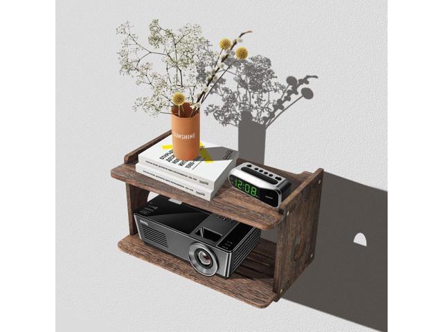 Floating Projector Shelf Rack Router Shelf Wall Mount Holder TV Stand WiFi Router Storage Box Modem Cable Box Cover Hider TV Shelf for Xbox...