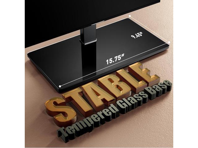 Perlegear Universal Swivel TV Stand with Power Outlet, Tabletop TV Stand for 3260,65 Inch TVs up to 88 lbs, Tempered Glass TV Mount Stand Base with...