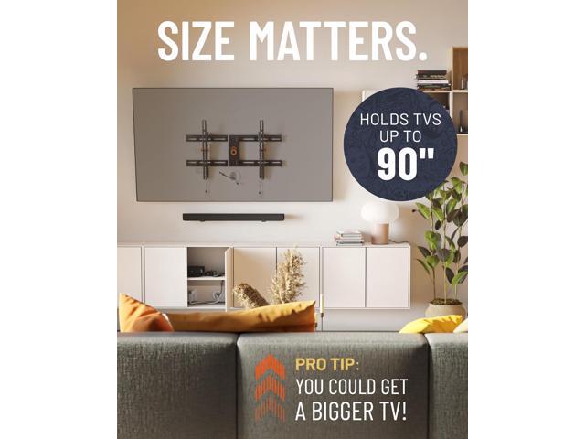 ECHOGEAR Wall Mount TV Bracket for TVs Up to 90' - Low Profile Design Tilts to Eliminate Glare - Includes Drilling Template & Can Be Leveled After...