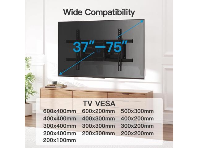 Pipishell Full Motion TV Wall Mount for Most 37-75 Inch TVs up to 132lbs, Wall Mount TV Bracket Articulating Swivel Tilt Extension Leveling Max...