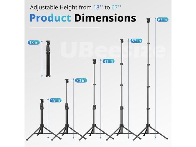 UBeesize 67' Phone Tripod & Selfie Stick, Camera Tripod Stand with Wireless Remote and Phone Holder,Compatible with iPhone Android Phone, Perfect...