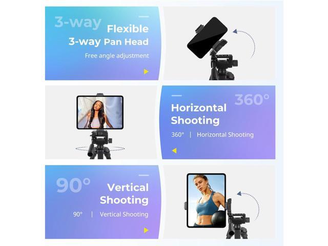 Aureday Phone Tripod Stand, 64 Extendable Cell Phone & Camera Tripod with Wireless Remote and Phone Holder, Aluminum iPad Tripod for Video...