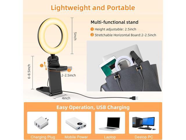 Ring Light for Computer Laptop,Video Conference Lighting kit for Zoom Meetings,5' Small Led Selfie Light Portable Ring Light with Stand,Cell Phone...
