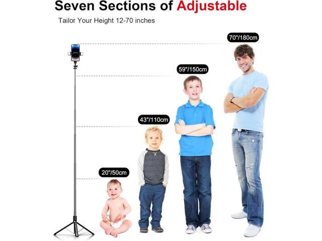 Selfie Stick Phone Tripod with Remote and LED Fill Lights - ASHINER 70 inch Heigh Cell Phone Holder for Travel, Vlogging, Live Streaming Video and...